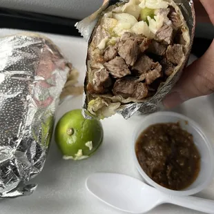 Inside of burro suprem. Not the typical ingredients I'm used to but tasted very good.