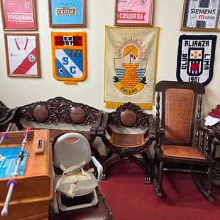 a room with chairs and a table