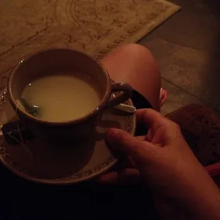 Private waiting area with tea in between spa services.