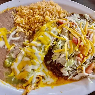 2 item combo. Chicken enchilada &amp; beef tostada