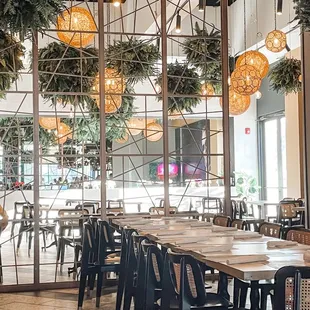 One of the many dining rooms