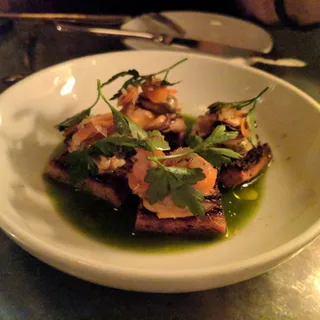 Mussels escabeche on toast