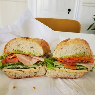 two halves of a sandwich