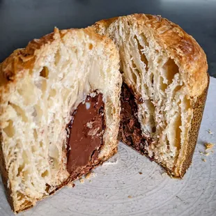 Nutella centered croissant muffin