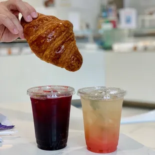 Blueberry, Elderflower, &amp; Mint Spritzer + Guava, Gingerale, &amp; Rosemary Spritzer + Croissant. The guava spritzer was SO good.