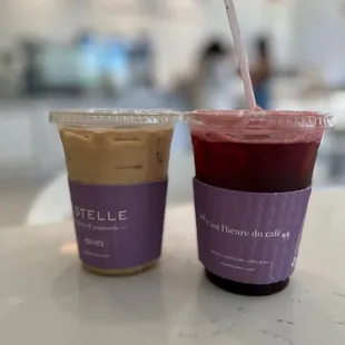 Island latte &amp; blueberry elderflowers spritzer