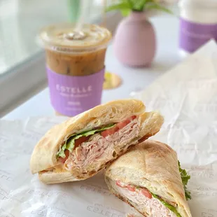 Estelle Ciabatta Club sandwich. Our favorite! I absolutely love getting this with the corn bisque bowl!