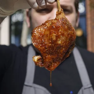 Confit duck leg with spiced orange glaze