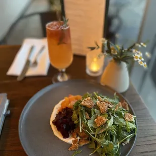 Good For Yah cocktail + beet salad