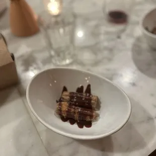 House made churro with chocolate sauce