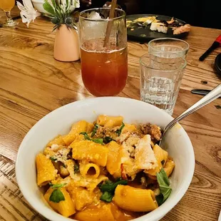 Rigatoni - fennel sausage, onion, roasted red pepper and Calabrian chili