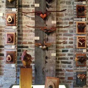 Wood sculptures by local artist Matt Peterson