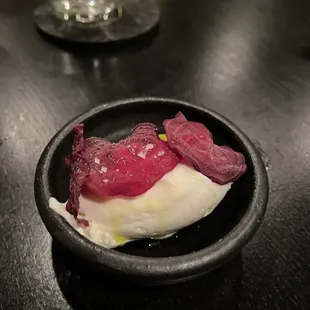 Beets, cream cheese, anise hyssop, honey