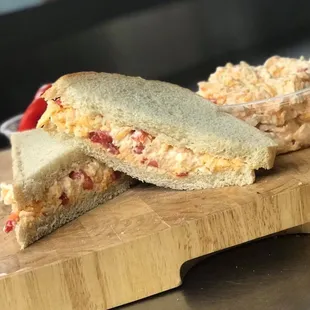 Esters Farm pimento cheese is made with 7 cheeses. Available by the pound or half pound. Try the Pimento Cheese Burger!