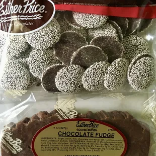 a bag of chocolate fudge