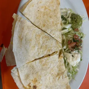 Shredded chicken quesadilla