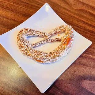 sesame crusted pretzel