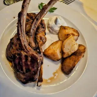 Lamb chops with roasted potatoes and tzatziki