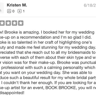 A review left from one of my amazing bridal clients!