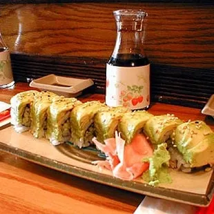 a sushi roll on a plate