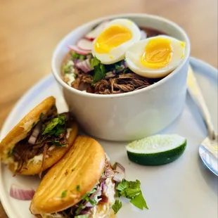 Birria ramen with bao buns