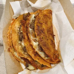 a basket of quesadillas