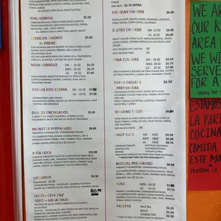 Better photo of menu