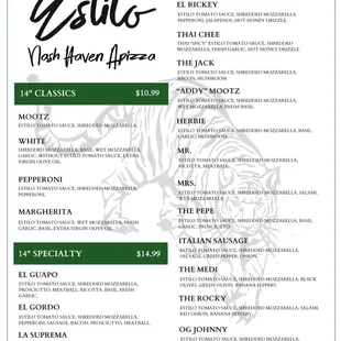 menu