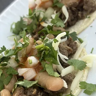 Tacos de asada with frijoles