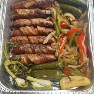 Bacon wrapped hot dogs