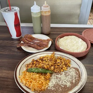 Chorizo &amp; eggs, side of bacon.