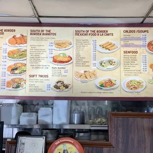 Menu Board with Mexican Food Items as of 1/8/2024.