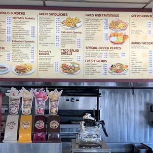 Menu Board with Burgers, Sandwiches, Sides, and Dinners as of 1/8/2024.