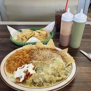 Sometimes you need a huge plate of chicken enchiladas for breakfast at 8 am!