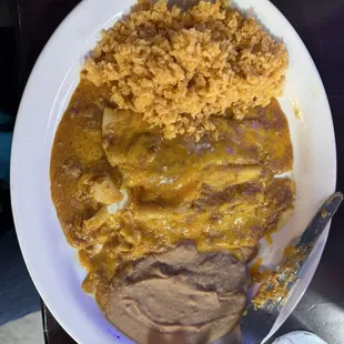 (3) cheese enchiladas, rice &amp; beans