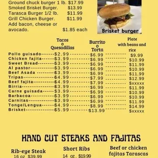burgers, menu