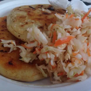 papusas with cabbage slaw