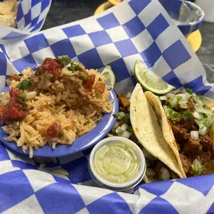 Soft Al Pastor Street Tacos &amp; Mexican Rice