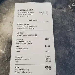 menu