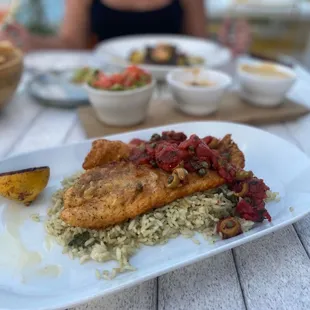 Pescado VERACRUZANO $28 Gulf red fish not topped with lobster because my friend has shellfish allergy