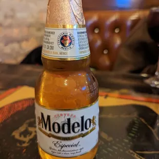 a bottle of modelo beer