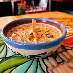 Poblano queso soup dip.