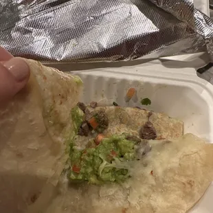 Super Quesadilla, but notice how everything's pushed on the center