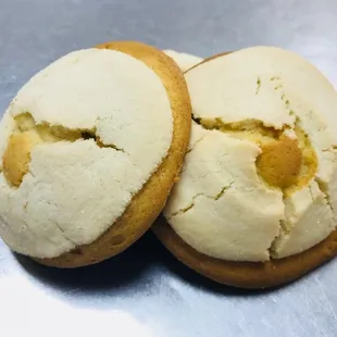 two cookies on a table