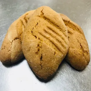 three peanut butter cookies