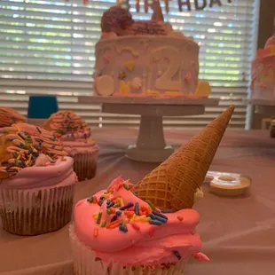 Upside down ice cream cupcake