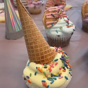 Upside down ice cream cupcake