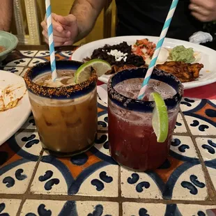 Tamarind margarita and pomegranate margarita
