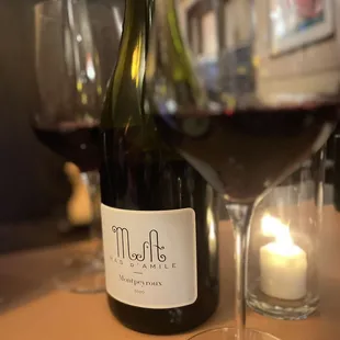 a glass of wine and a bottle of wine