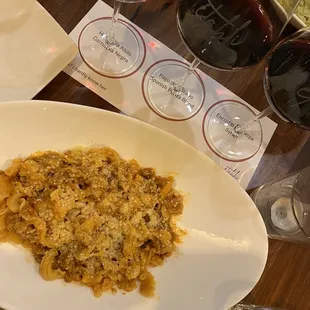 Bolognese, Iberian wine flight